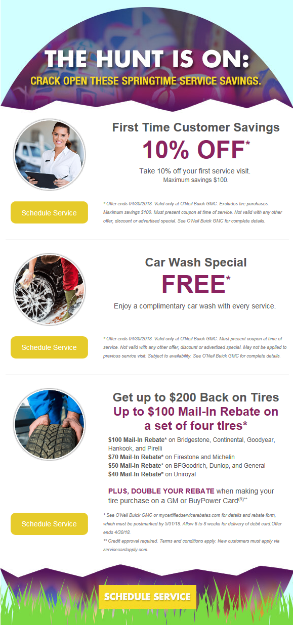 April 2018 Service Coupons