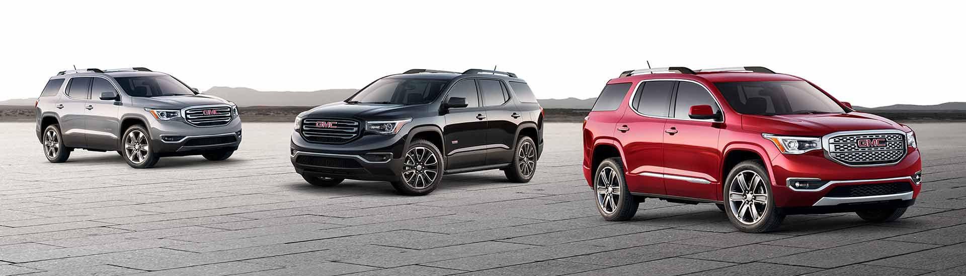A lineup of 2018 Acadias in various colors