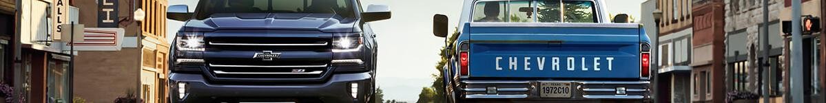 The 2018 Chevy Silverado alongside a 1972 Chevy C10 Truck.