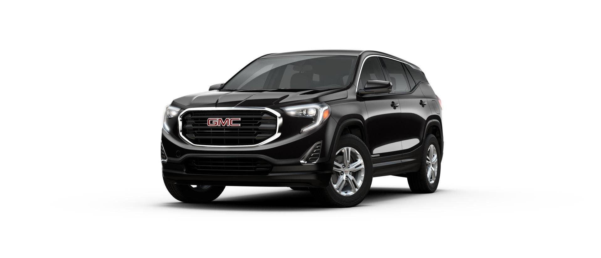 A 2018 GMC Terrain parked on a white background