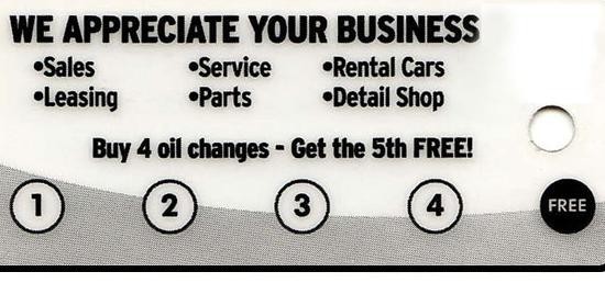 Save Money with Driscoll Motors GMC Cadillac' Oil Change Card!