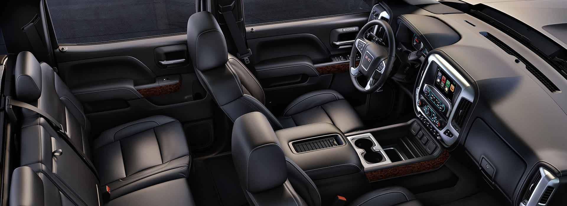 Interior of the 2018 GMC Sierra 1500 with all leather trim