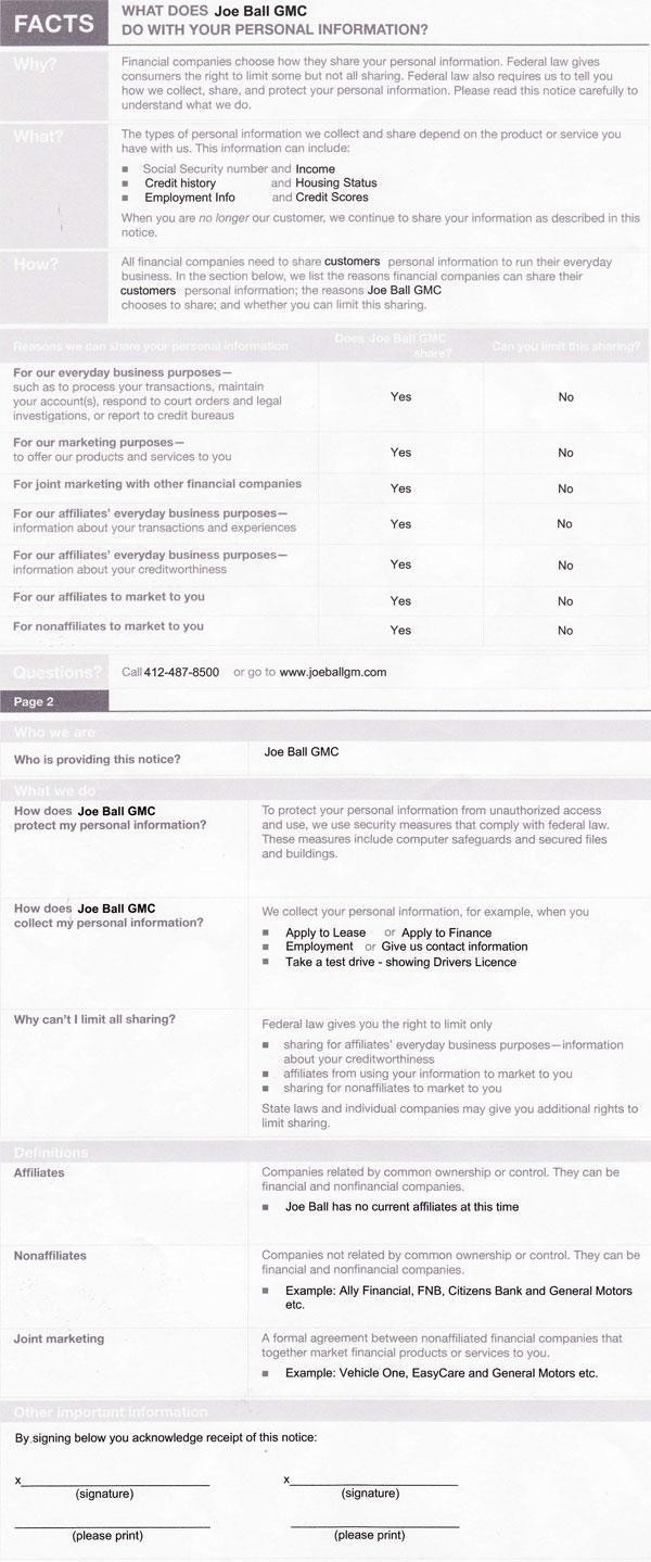 Dealer Privacy Policy